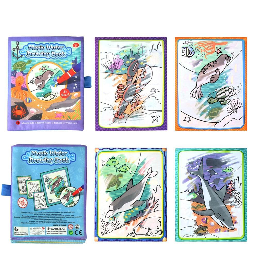 4 Types Magic Water Drawing Books Coloring Book in Drawing Toys Reusable Books Early Learning Toys Educational Toys
