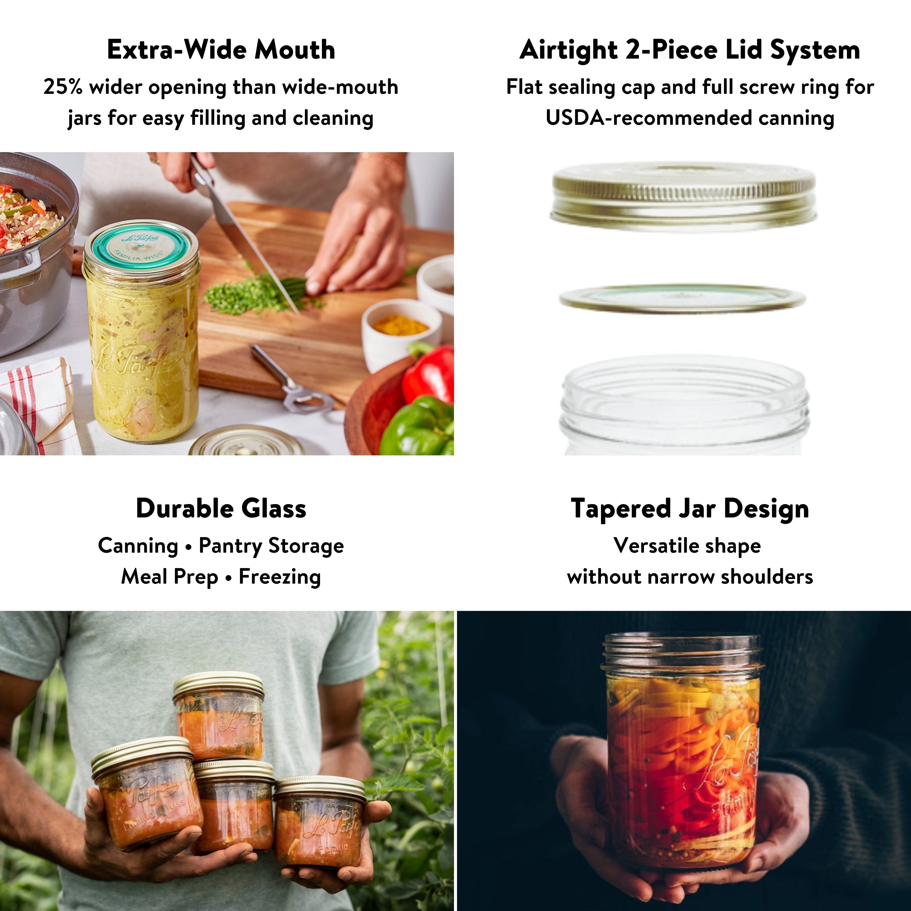 Wide Mouth Preserving Jars for Easy Home Food Storage