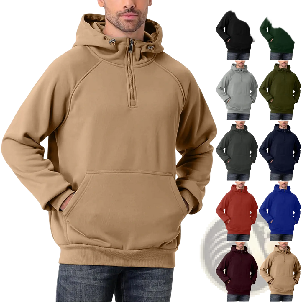 Men's Casual Multi Color Half Zip Pullover Hoodie